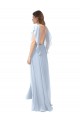 Helles Himmelblau A-Linien V-Ausschnitt Chiffon Lange Brautjungfernkleider Hersteller