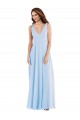 Helles Himmelblau A-Linien V-Ausschnitt Chiffon Lange Brautjungfernkleider Hersteller