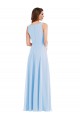 Helles Himmelblau A-Linien V-Ausschnitt Chiffon Lange Brautjungfernkleider Hersteller