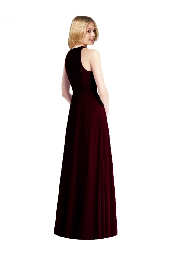Helles Himmelblau Trompete Neckholder Chiffon Lange Brautjungfernkleider Hersteller