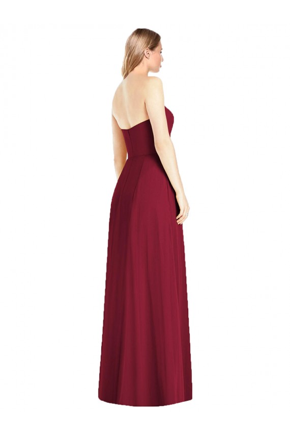 Hot Rosa Trompete V-Ausschnitt Trägerlos Chiffon Lange Brautjungfernkleider Hersteller