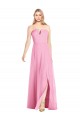 Hot Rosa Trompete V-Ausschnitt Trägerlos Chiffon Lange Brautjungfernkleider Hersteller