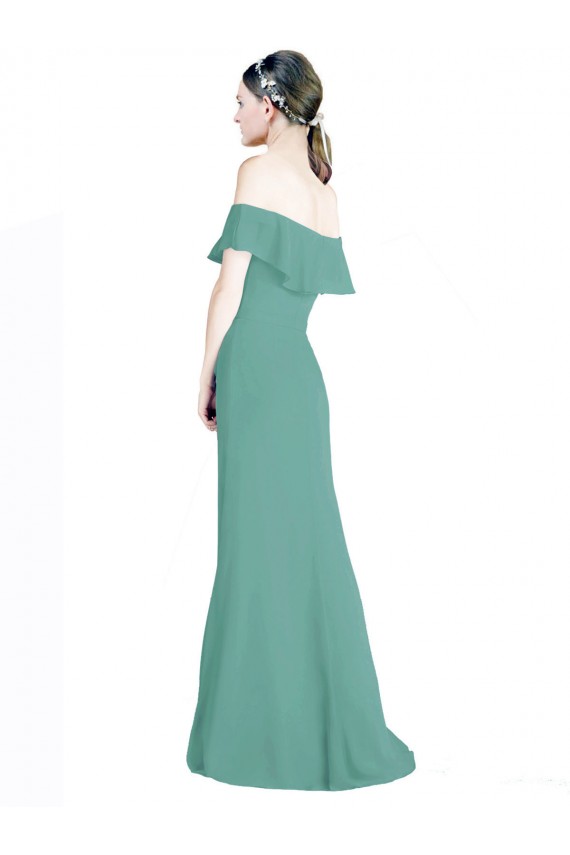 Isländisches Silber A-Linien Off-Schulter Chiffon Lange Brautjungfernkleider Hersteller
