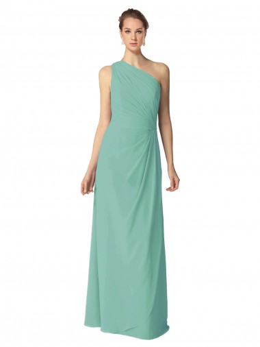 Jade A-Linien Eine-Schulter Chiffon Lange Brautjungfernkleider Hersteller