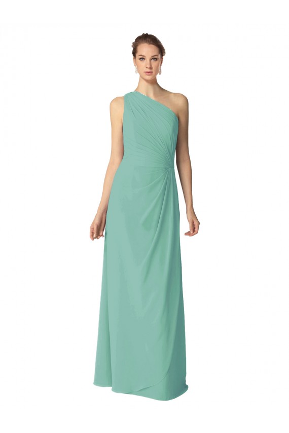 Jade A-Linien Eine-Schulter Chiffon Lange Brautjungfernkleider Hersteller