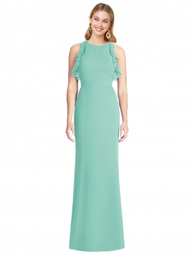Jade Meerjungfrau Juwel Ausschnitt Chiffon Lange Brautjungfernkleider Hersteller
