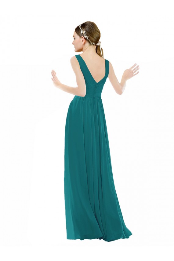 Jagdgrün A-Linien V-Ausschnitt Chiffon Lange Brautjungfernkleider Hersteller