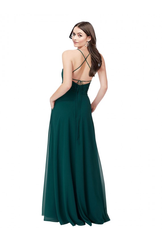Jagdgrün A-Linien V-Ausschnitt Chiffon Lange Brautjungfernkleider Hersteller