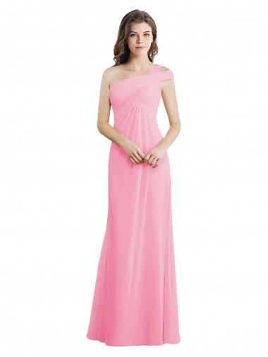 Kaum Rosa A-Linien Eine-Schulter Chiffon Lange Brautjungfernkleider Hersteller