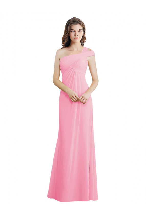 Kaum Rosa A-Linien Eine-Schulter Chiffon Lange Brautjungfernkleider Hersteller