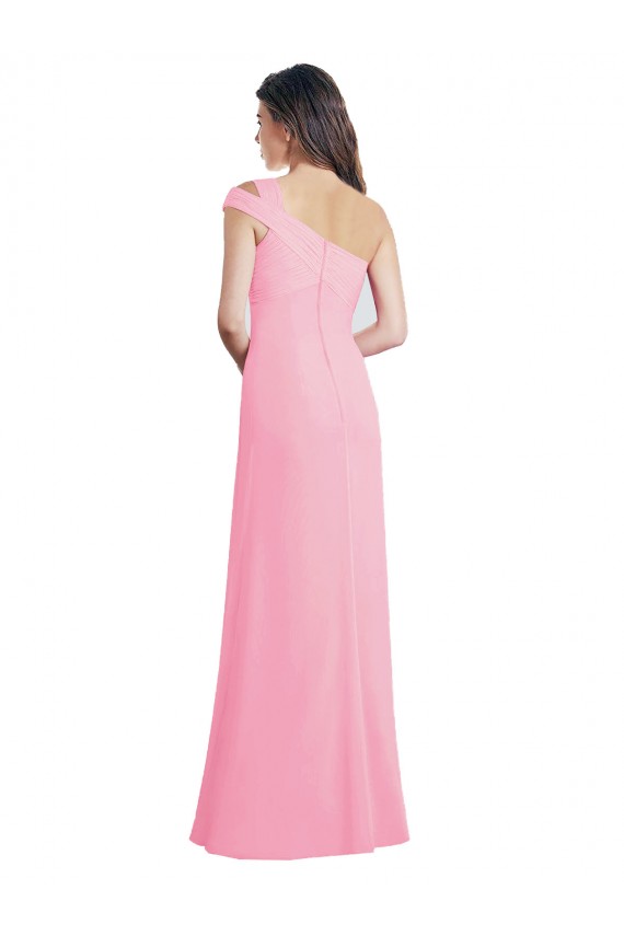 Kaum Rosa A-Linien Eine-Schulter Chiffon Lange Brautjungfernkleider Hersteller