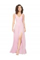 Kaum Rosa A-Linien V-Ausschnitt Chiffon Lange Brautjungfernkleider Hersteller