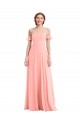 Lachs A-Linien Off-Schulter Chiffon Lange Brautjungfernkleider Hersteller