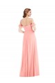 Lachs A-Linien Off-Schulter Chiffon Lange Brautjungfernkleider Hersteller