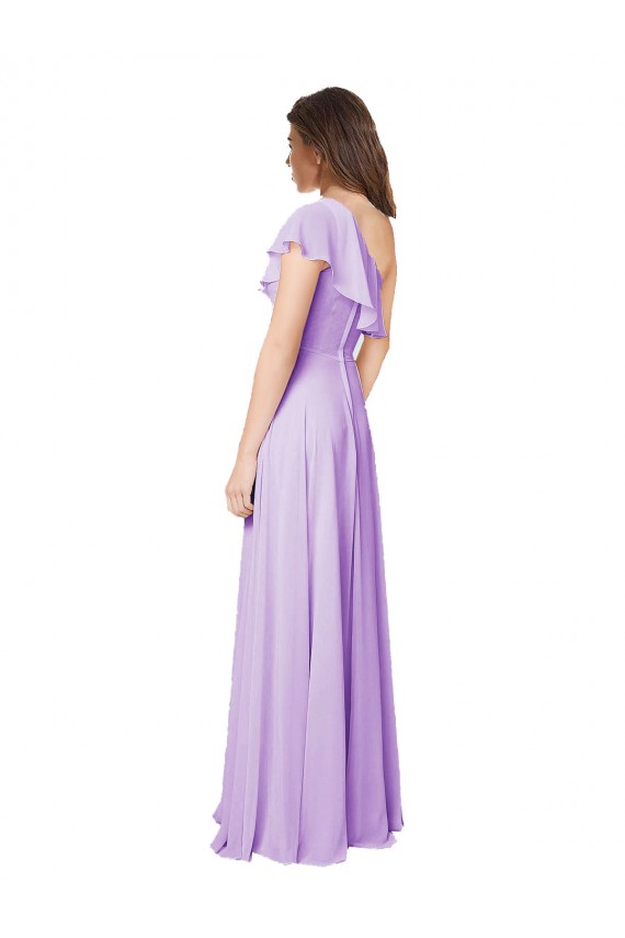 Lila A-Linien Eine-Schulter Chiffon Lange Brautjungfernkleider Hersteller