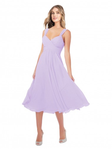 Lila A-Linien Midi Chiffon Kurze Brautjungfernkleider / Cocktailkleider / Heimkehr Kleider Hersteller