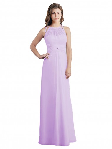 Lila A-Linien Neckholder Chiffon Lange Brautjungfernkleider Hersteller
