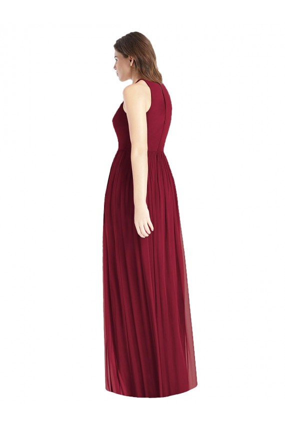 Lila A-Linien Neckholder Chiffon Lange Brautjungfernkleider Hersteller