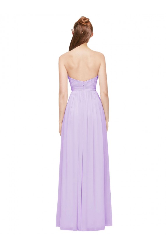 Lila A-Linien Trägerlos Chiffon Lange Brautjungfernkleider Hersteller