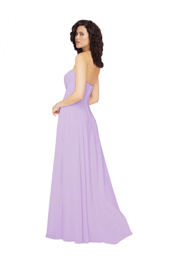 Lila A-Linien Trägerlos Chiffon Lange Brautjungfernkleider Hersteller