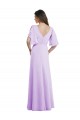 Lila A-Linien V-Ausschnitt Chiffon Lange Brautjungfernkleider Hersteller