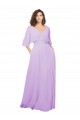 Lila A-Linien V-Ausschnitt Chiffon Lange Brautjungfernkleider Hersteller
