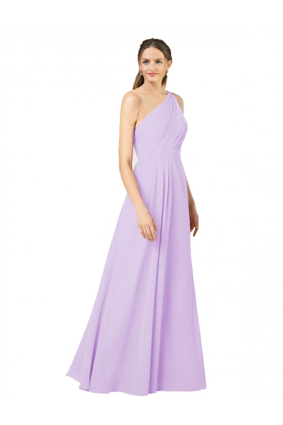 Lila Etui Eine-Schulter Chiffon Lange Formale Brautjungfernkleider / Abendkleider Hersteller
