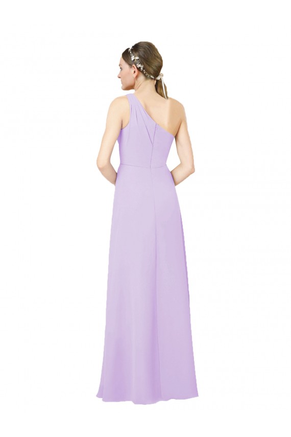 Lila Etui Eine-Schulter Chiffon Lange Formale Brautjungfernkleider / Abendkleider Hersteller