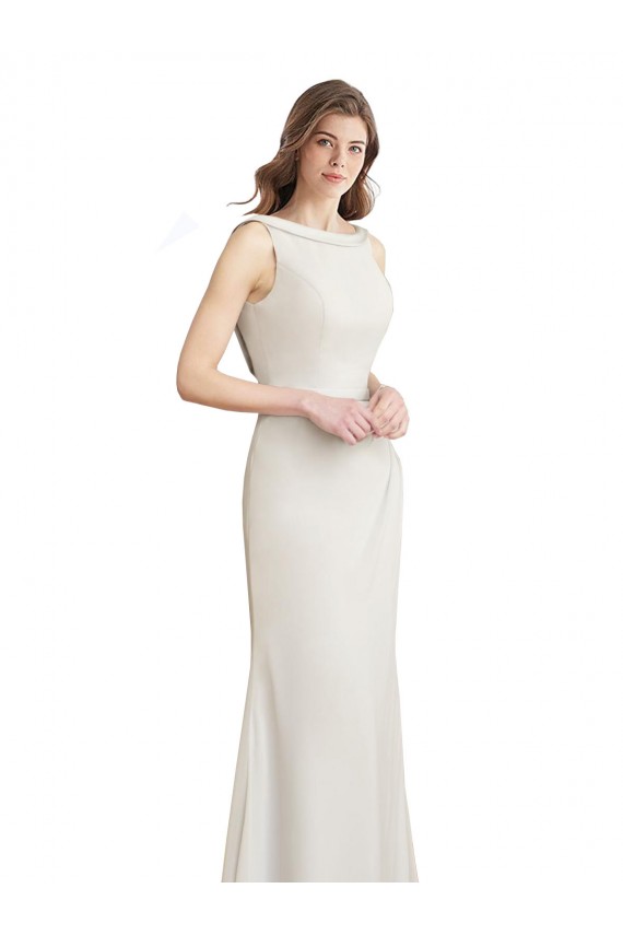 Meerjungfrau Bootshals Stehkragen Ausschnitt Chiffon Satin Lange Brautjungfernkleider Hersteller