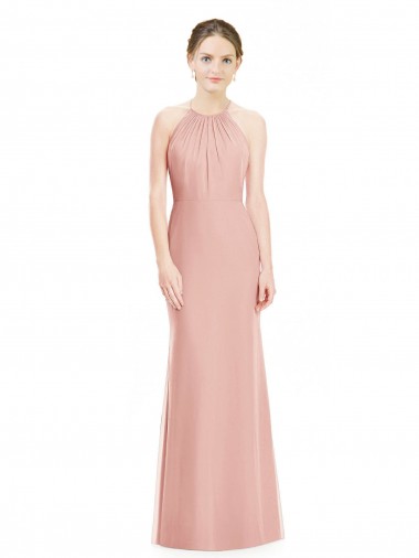 Meerjungfrau Neckholder Chiffon Lange Brautjungfernkleider Hersteller