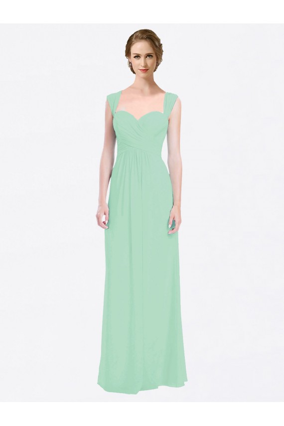 Minzgrün A-Linien Chiffon Lange Brautjungfernkleider Hersteller