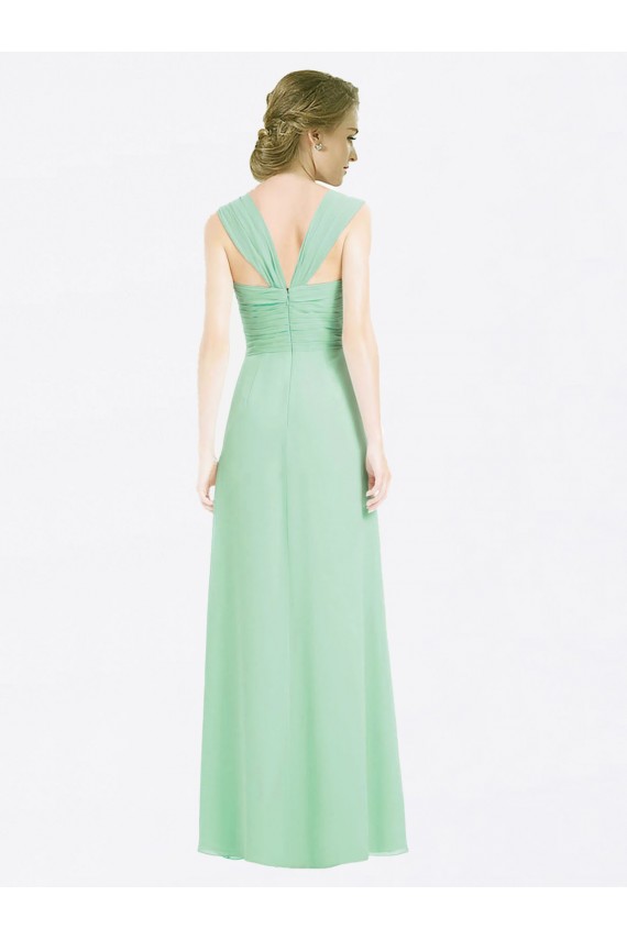 Minzgrün A-Linien Chiffon Lange Brautjungfernkleider Hersteller