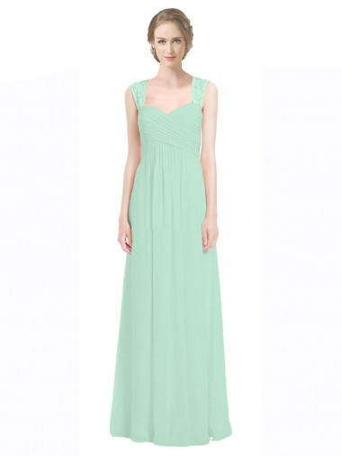 Minzgrün A-Linien Chiffon Spitze Lange Brautjungfernkleider Hersteller