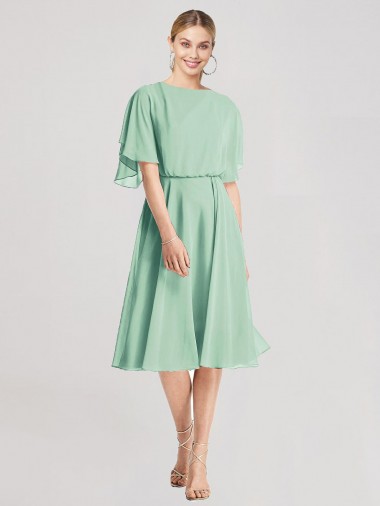 Minzgrün A-Linien Knielang Chiffon Kurze Brautjungfernkleider Hersteller