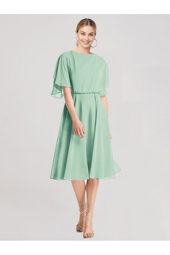 Minzgrün A-Linien Knielang Chiffon Kurze Brautjungfernkleider Hersteller