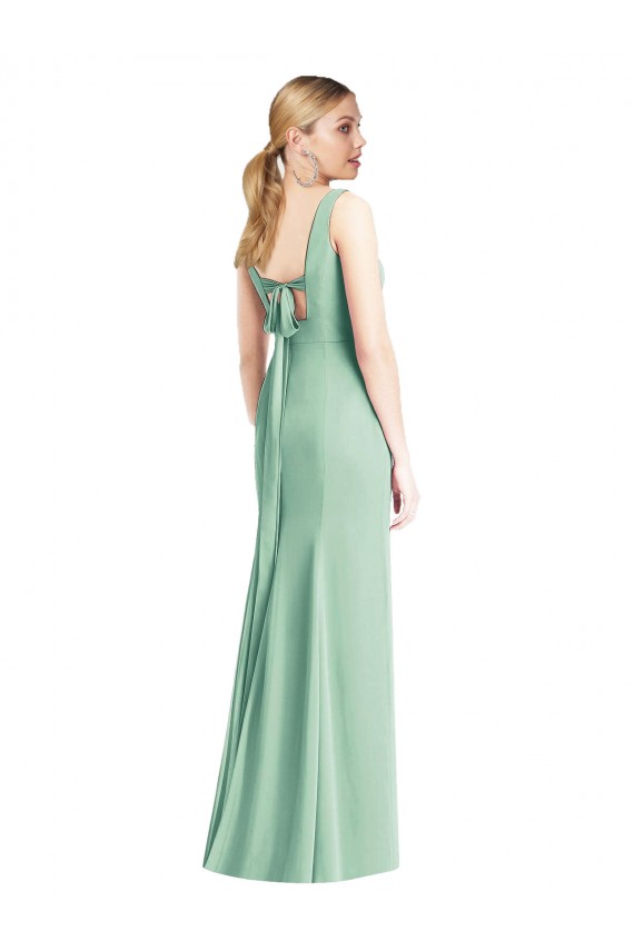 Minzgrün Trompete V-Ausschnitt Chiffon Lange Brautjungfernkleider Hersteller