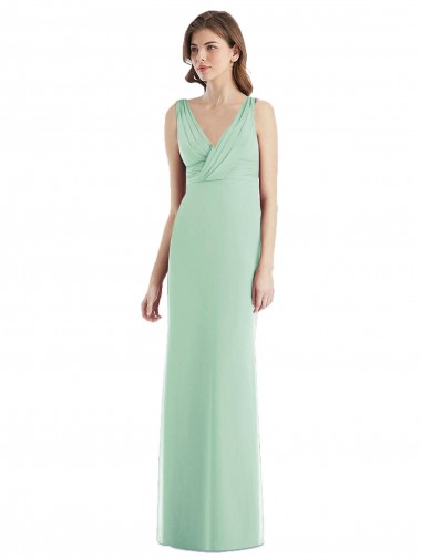Minzgrün Trompete V-Ausschnitt Chiffon Lange Brautjungfernkleider Hersteller