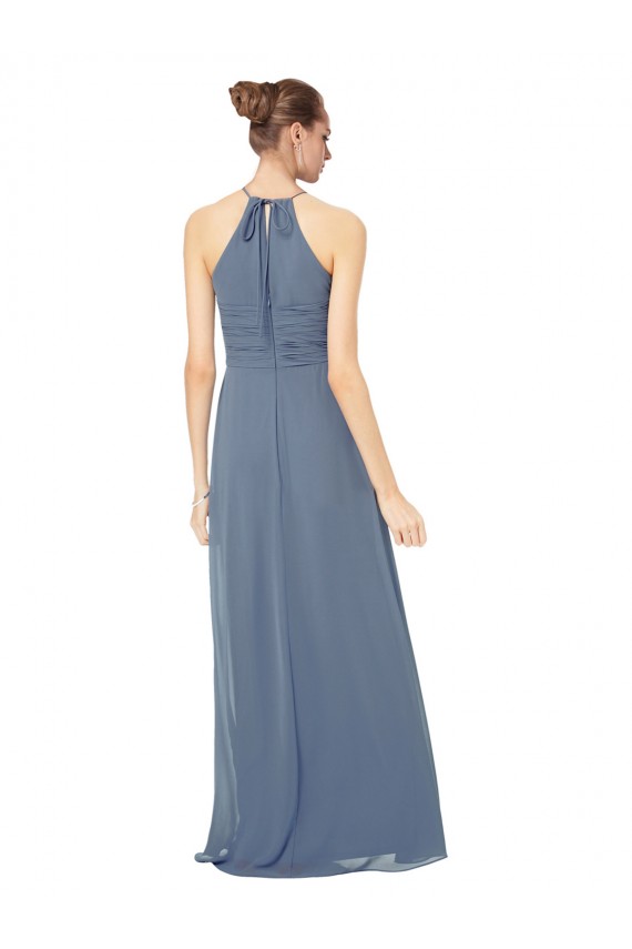 Mitternachtsgrün A-Linien Spaghetti-Träger Neckholder Chiffon Lange Brautjungfernkleider Hersteller