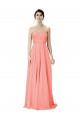 Peach A-Linien Trägerlos Chiffon Lange Brautjungfernkleider Hersteller