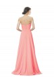 Peach A-Linien Trägerlos Chiffon Lange Brautjungfernkleider Hersteller