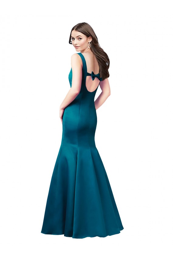 Pfauenblau Meerjungfrau Satin Lange Brautjungfernkleider / Abiballkleider Hersteller