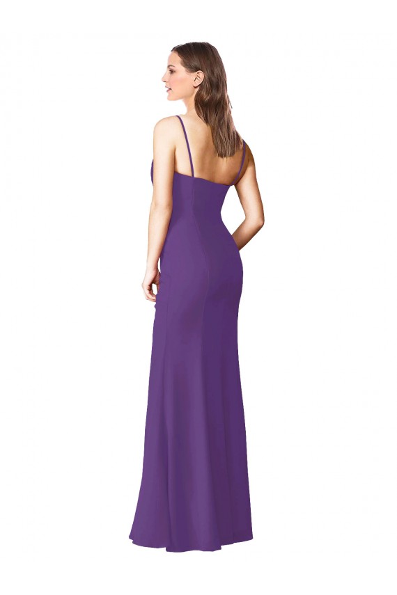 Pflaume Lila A-Linien Trägerlos Chiffon Lange Brautjungfernkleider Hersteller