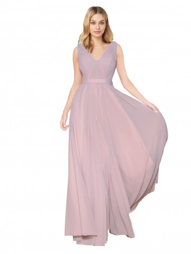 Primel A-Linien V-Ausschnitt Chiffon Lange Formale Brautjungfernkleider / Abendkleider / Abiballkleider Hersteller