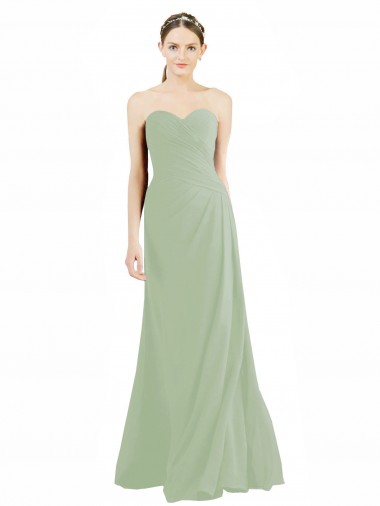 Rauchgrün A-Linien Chiffon Lange Brautjungfernkleider Hersteller