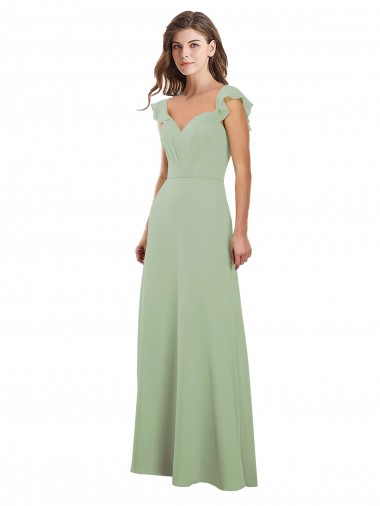 Rauchgrün A-Linien Chiffon Lange Brautjungfernkleider Hersteller