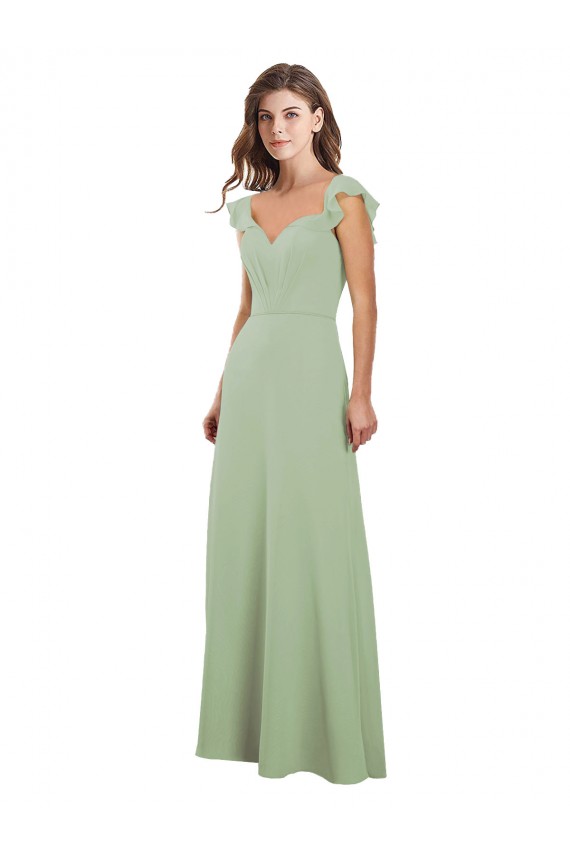 Rauchgrün A-Linien Chiffon Lange Brautjungfernkleider Hersteller