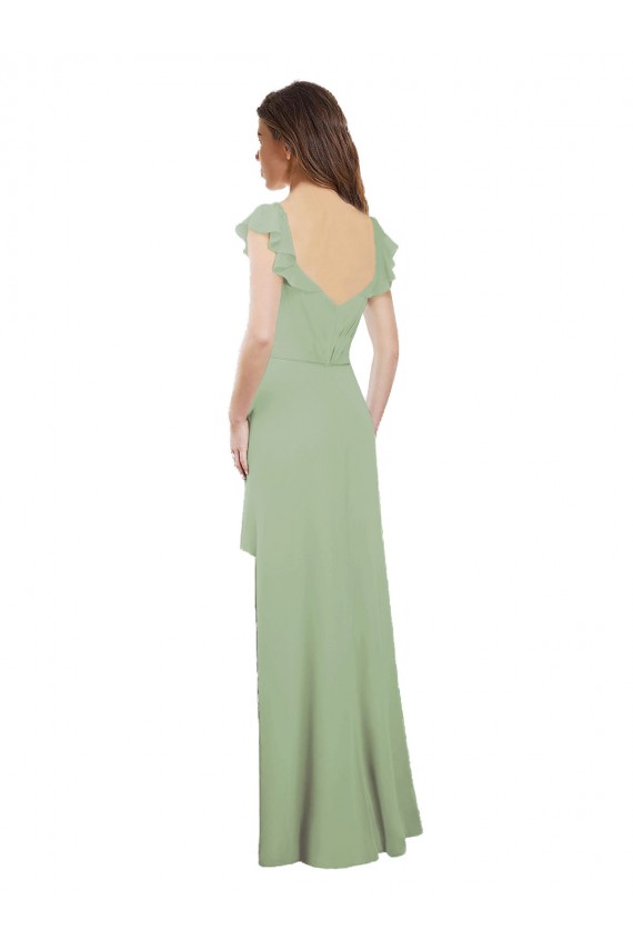 Rauchgrün A-Linien Chiffon Lange Brautjungfernkleider Hersteller