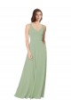 Rauchgrün A-Linien Chiffon Lange Brautjungfernkleider Hersteller