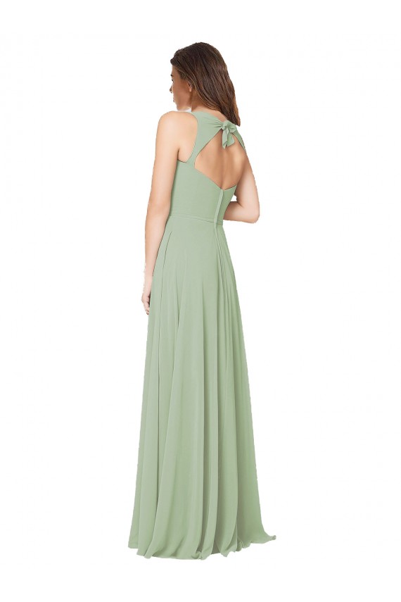Rauchgrün A-Linien Chiffon Lange Brautjungfernkleider Hersteller