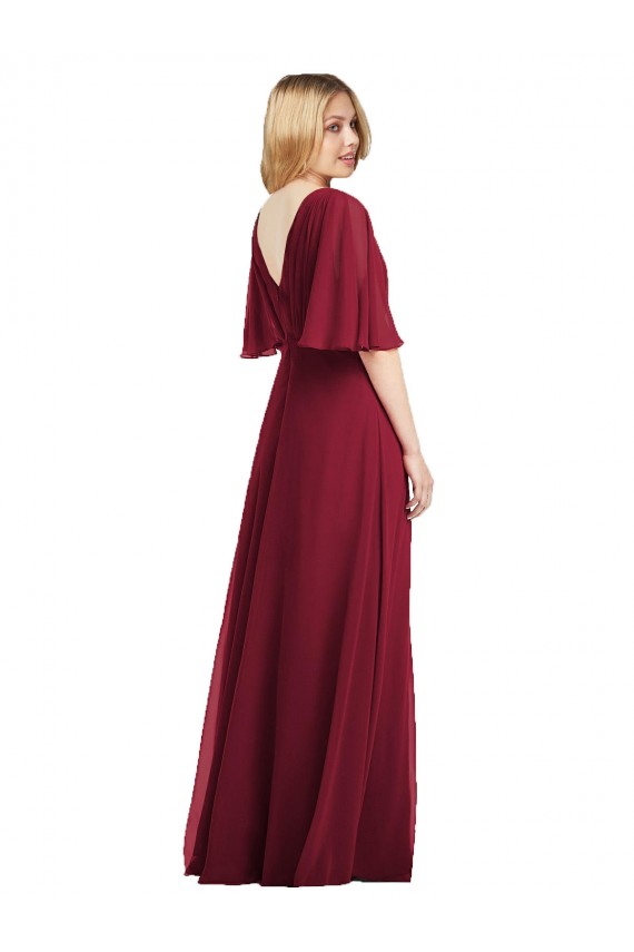 Rauchgrün Trompete V-Ausschnitt Chiffon Lange Brautjungfernkleider Hersteller